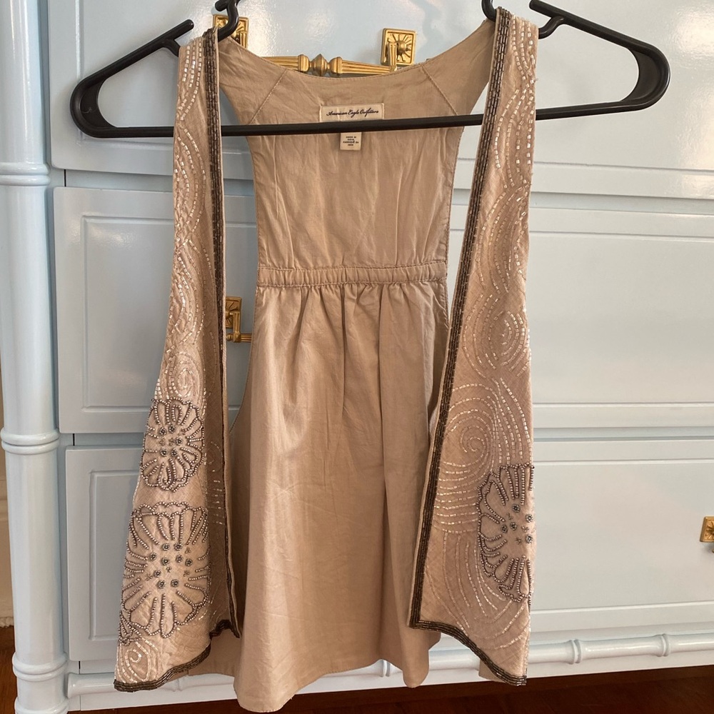 American Eagle Beaded Draped Vest Medium